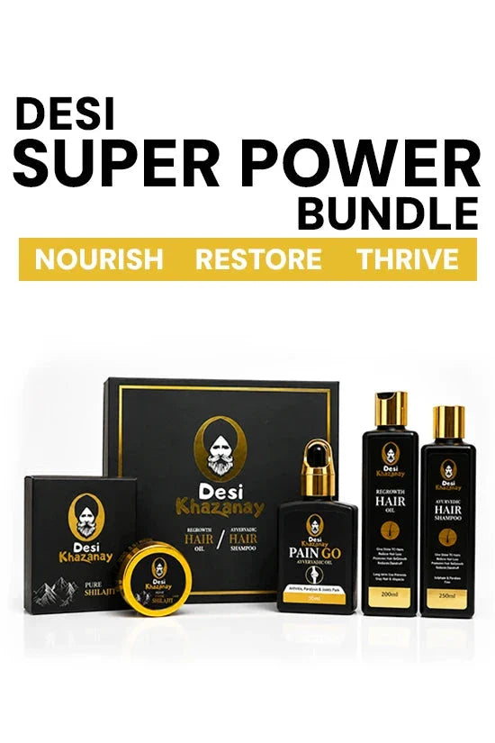 Desi Power Bundle – Original Shilajit, Joint Pain Oil & Hair Care
